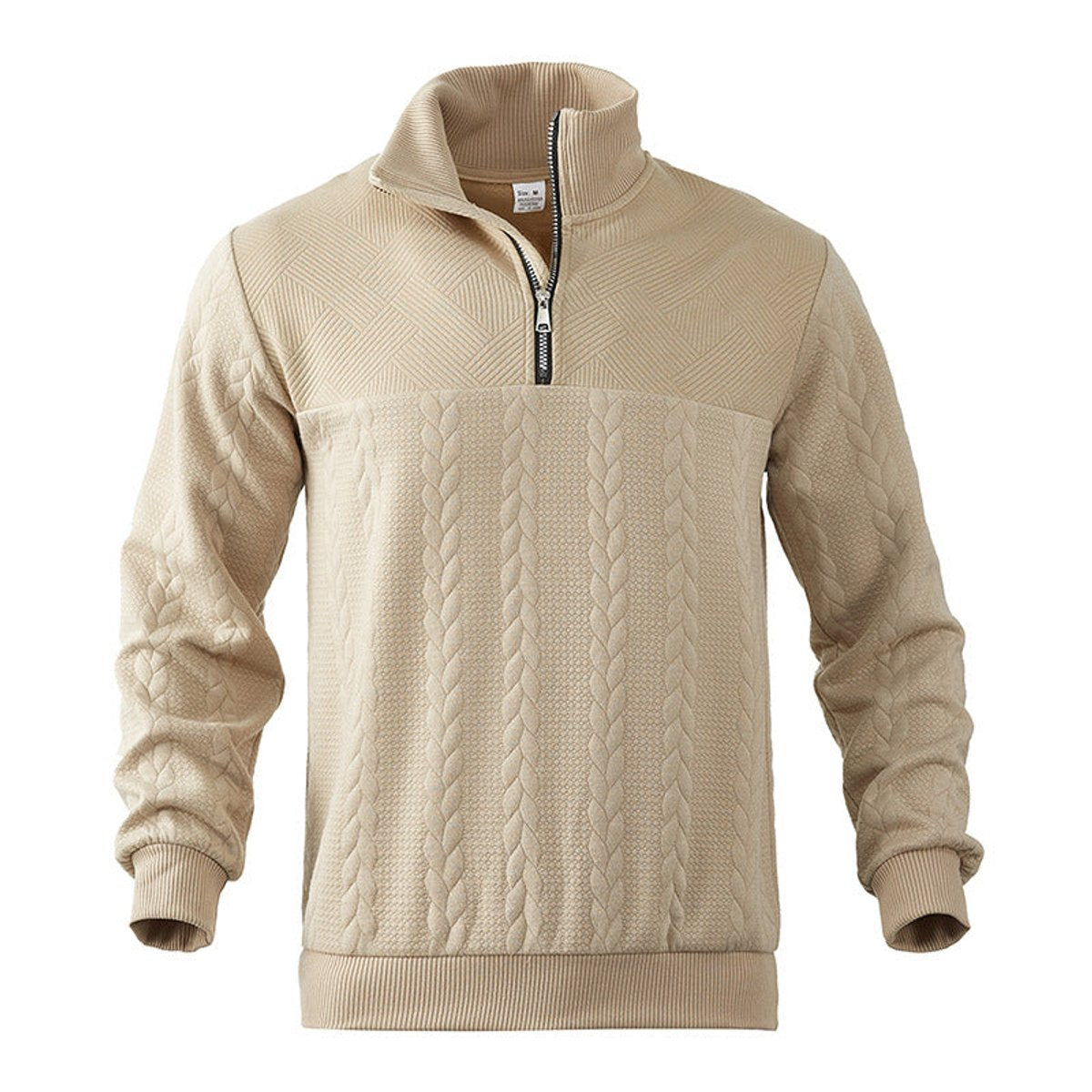 Men's Cable Knit Sweater Quarter-Zip Pullover - Image 4