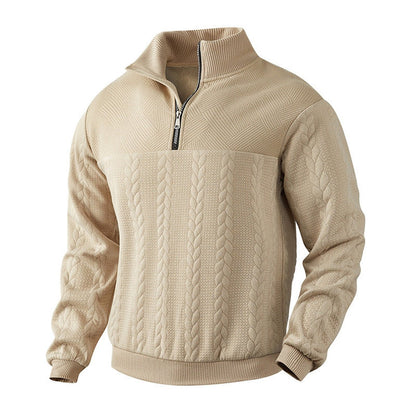Men's Cable Knit Sweater Quarter-Zip Pullover - Image 5