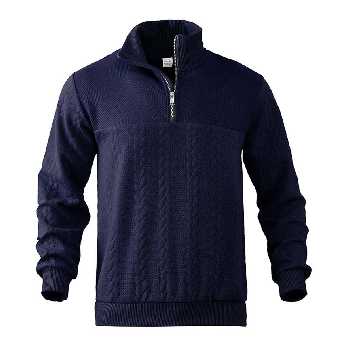 Men's Cable Knit Sweater Quarter-Zip Pullover - Image 7