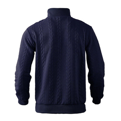 Men's Cable Knit Sweater Quarter-Zip Pullover - Image 8