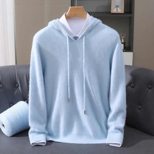 Men's Cashmere Hooded Pullover Knit Sweater - Image 1