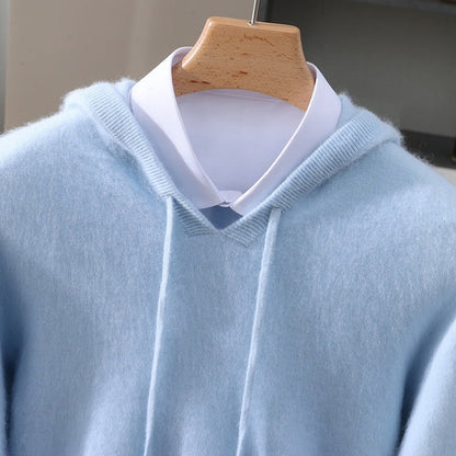 Men's Cashmere Hooded Pullover Knit Sweater - Image 2