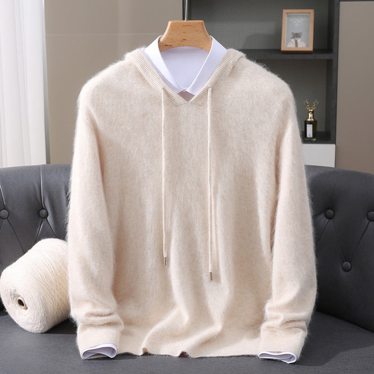 Men's Cashmere Hooded Pullover Knit Sweater - Image 3