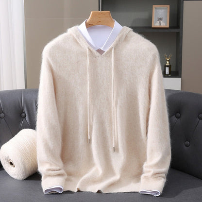 Men's Cashmere Hooded Pullover Knit Sweater - Image 3