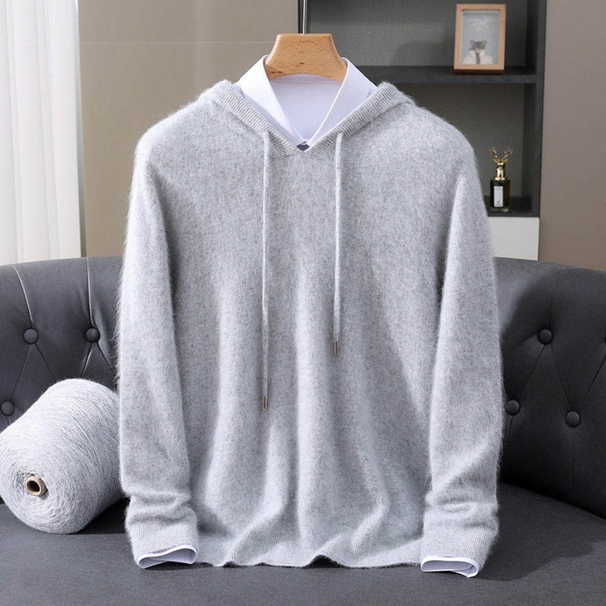 Men's Cashmere Hooded Pullover Knit Sweater - Image 4