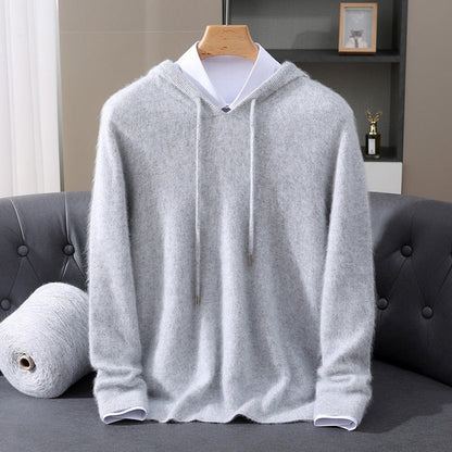 Men's Cashmere Hooded Pullover Knit Sweater - Image 4