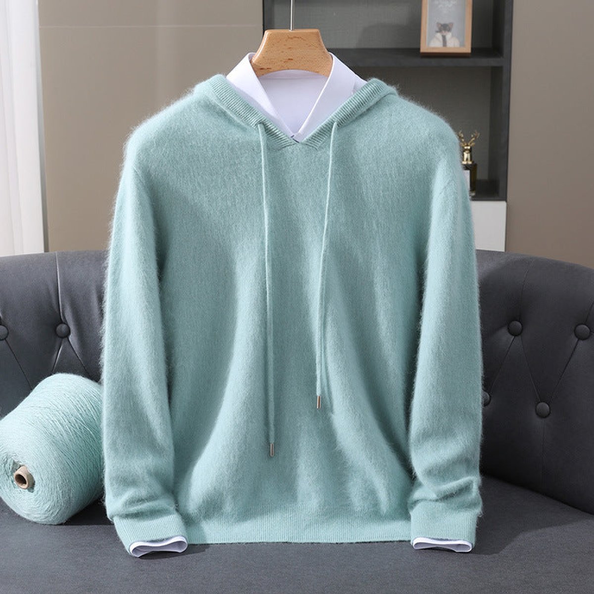 Men's Cashmere Hooded Pullover Knit Sweater - Image 5