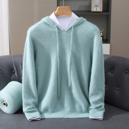 Men's Cashmere Hooded Pullover Knit Sweater - Image 5