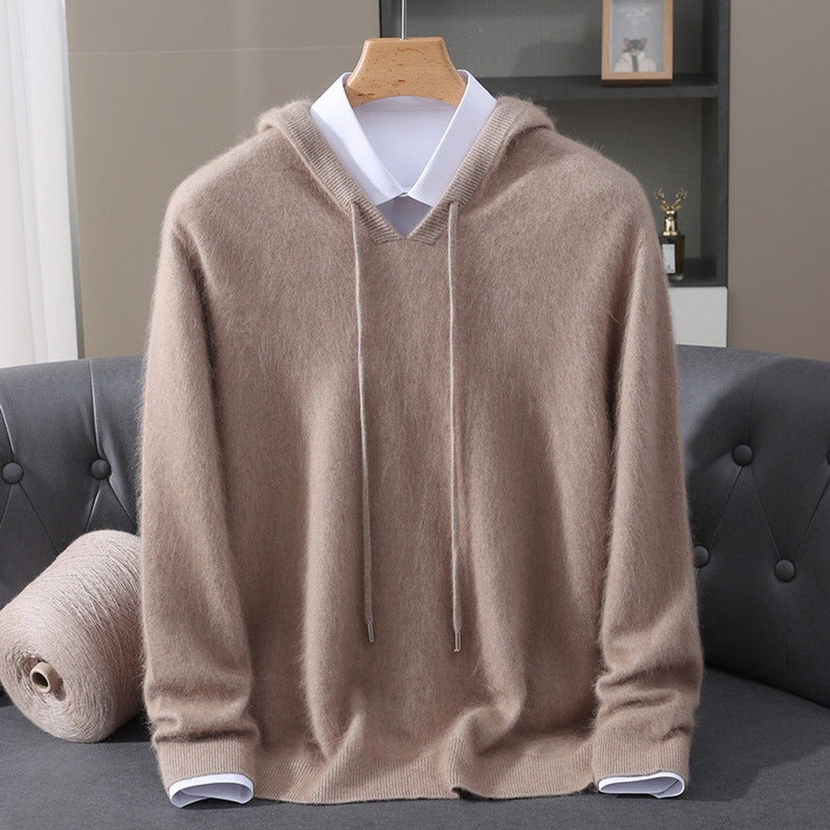 Men's Cashmere Hooded Pullover Knit Sweater - Image 6