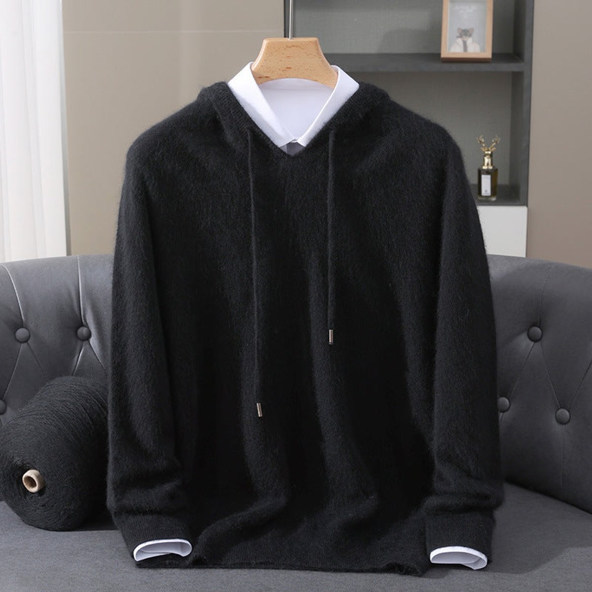 Men's Cashmere Hooded Pullover Knit Sweater - Image 7