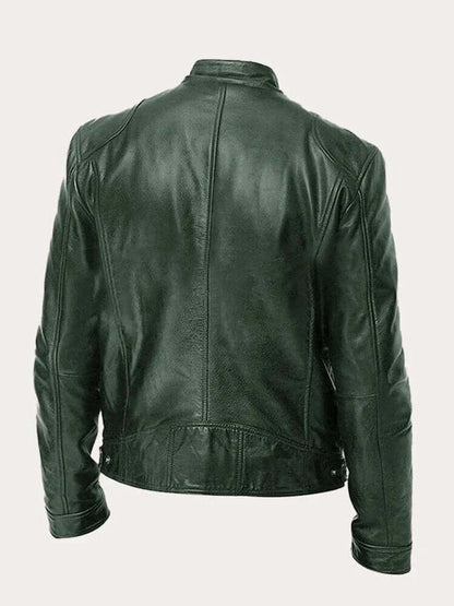 Men's Classic Zip-Up Biker Jacket - Image 3