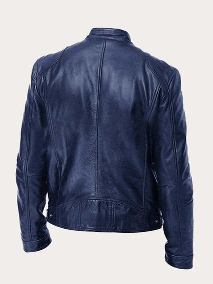 Men's Classic Zip-Up Biker Jacket - Image 4