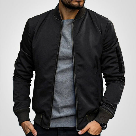 Men's Classic Slim-Fit Zip-Up Bomber Jacket - Image 1