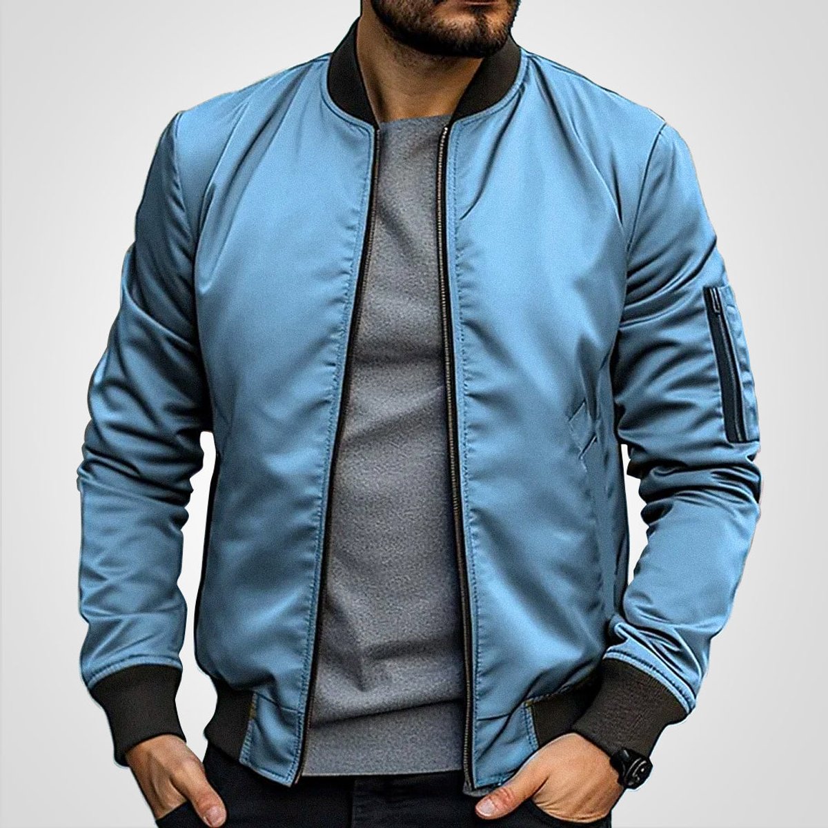 Men's Slim-Fit Insulated Bomber Jacket - Image 6
