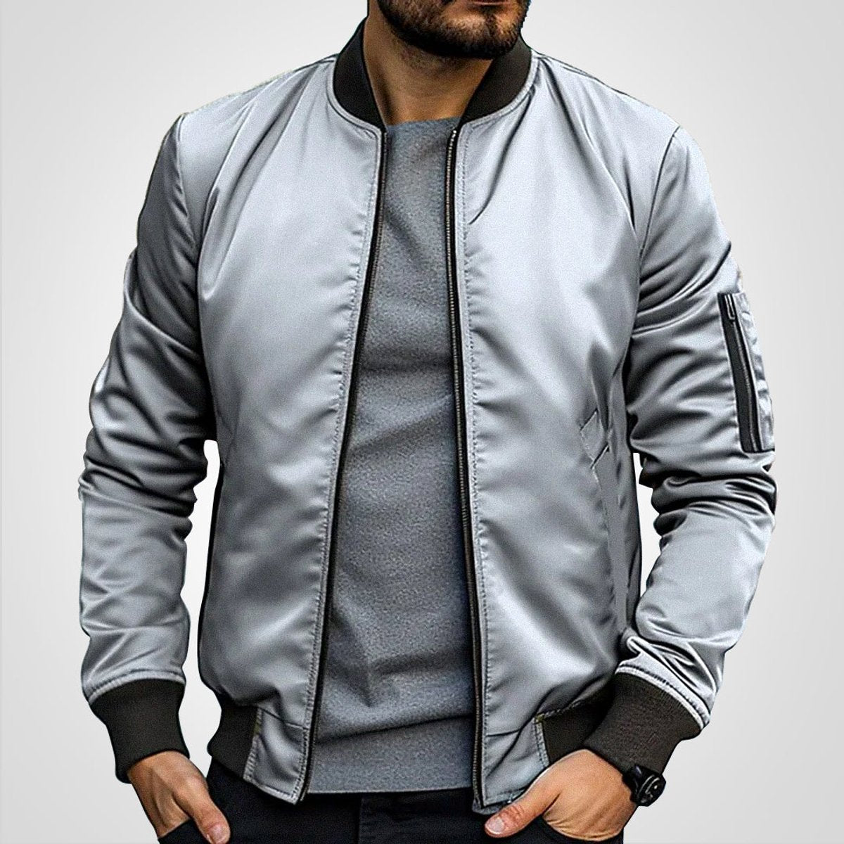 Men's Slim-Fit Insulated Bomber Jacket - Image 7