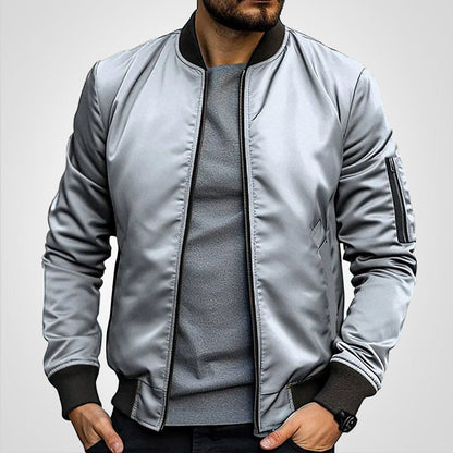 Men's Classic Slim-Fit Zip-Up Bomber Jacket - Image 7