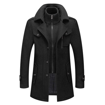 Men's Double-Layer Wool Blend Single-Breasted Overcoat - Image 1