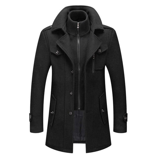 Men's Double-Layer Wool Blend Single-Breasted Overcoat - Image 1