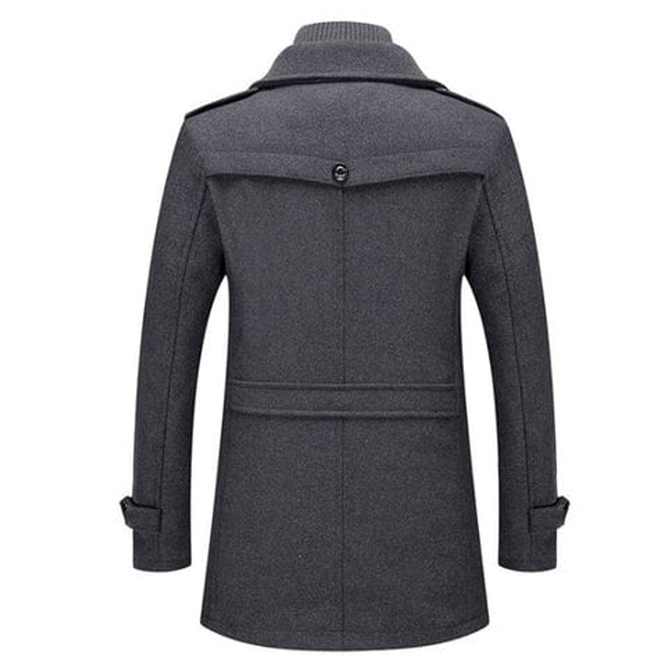 Men's Double-Layer Wool Blend Single-Breasted Overcoat - Image 4
