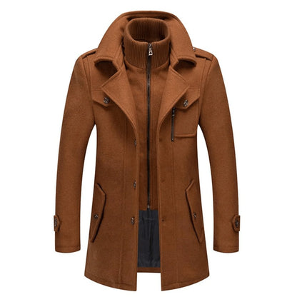 Men's Double-Layer Wool Blend Single-Breasted Overcoat - Image 5