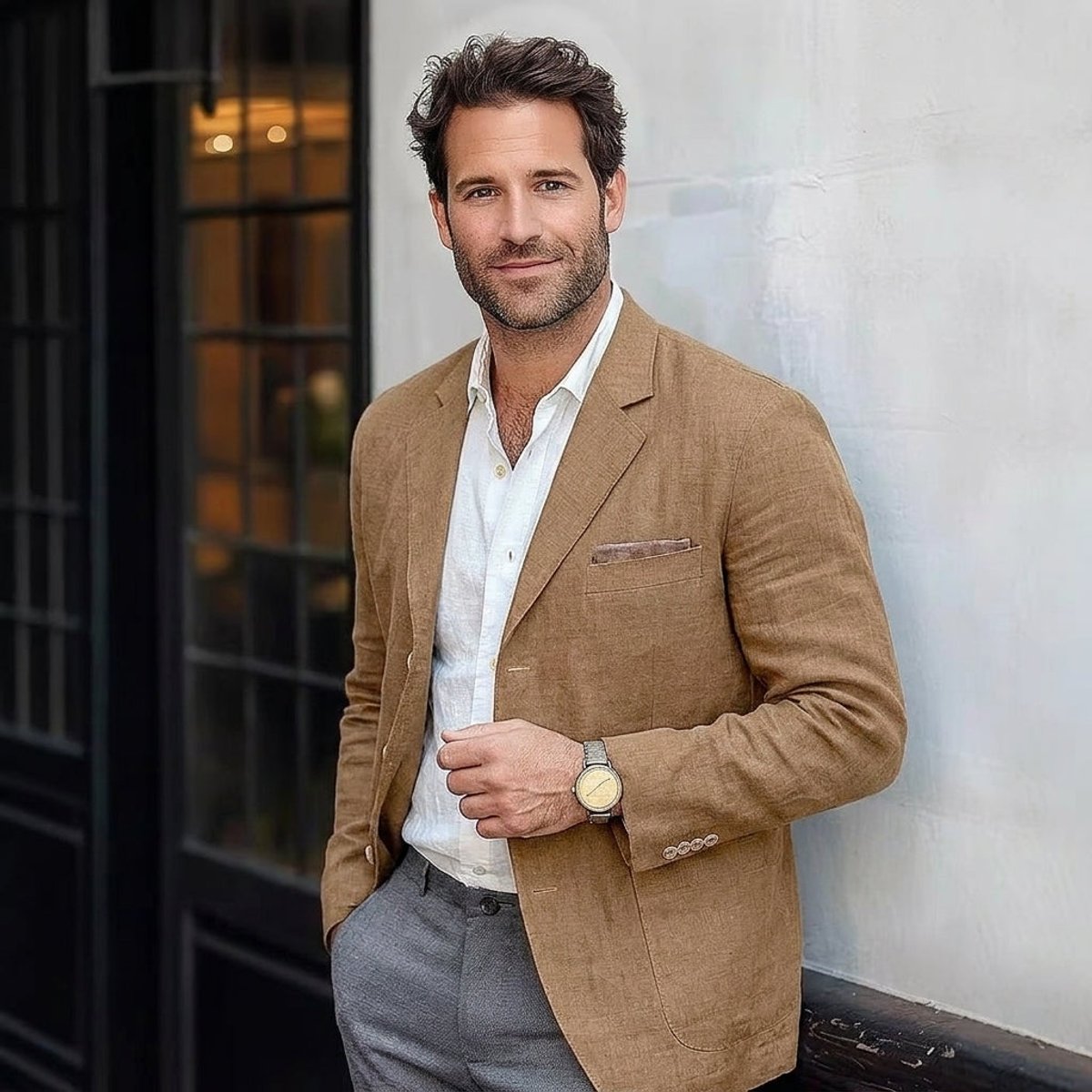 Men's Lightweight Linen Unstructured Blazer Jacket - Image 2