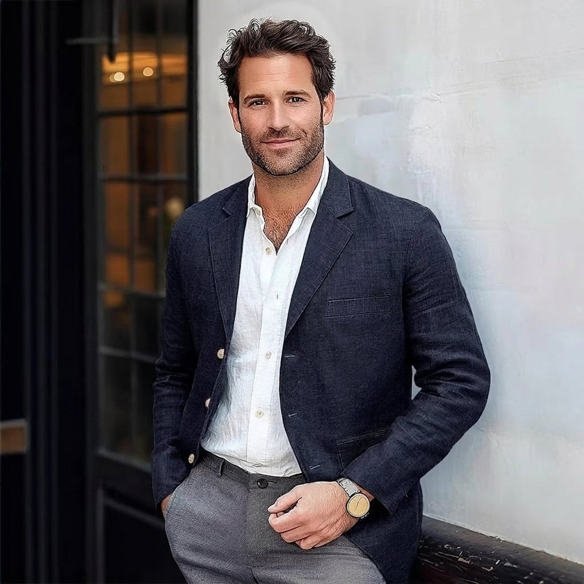 Men's Lightweight Linen Unstructured Blazer Jacket - Image 4