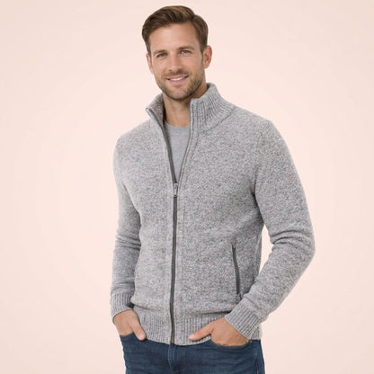 Men's Merino Wool Full-Zip Mock Neck Sweater - Image 3