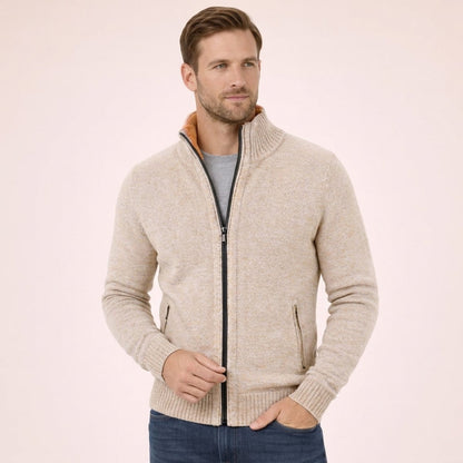 Men's Merino Wool Full-Zip Mock Neck Sweater - Image 4