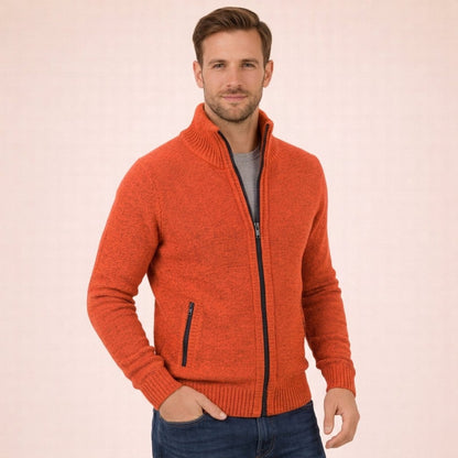 Men's Merino Wool Full-Zip Mock Neck Sweater - Image 5