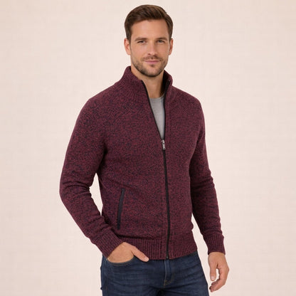 Men's Merino Wool Full-Zip Mock Neck Sweater - Image 6