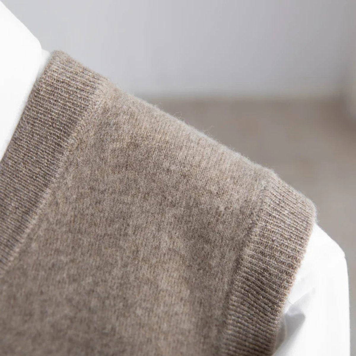 Men's Merino Wool V-Neck Sweater Vest Layering Knit - Image 5