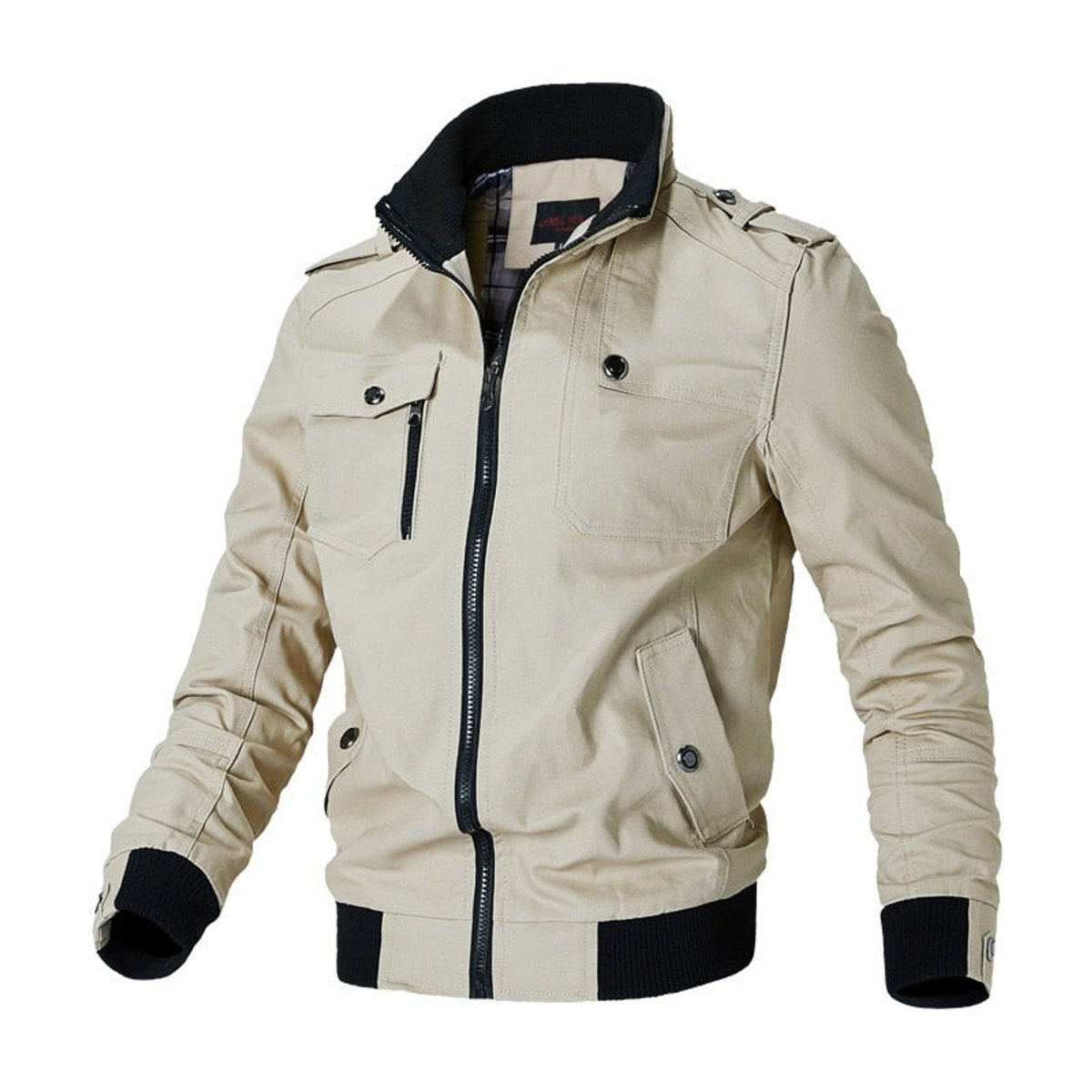 Men's Military-Style Multi-Pocket Bomber Jacket - Image 2