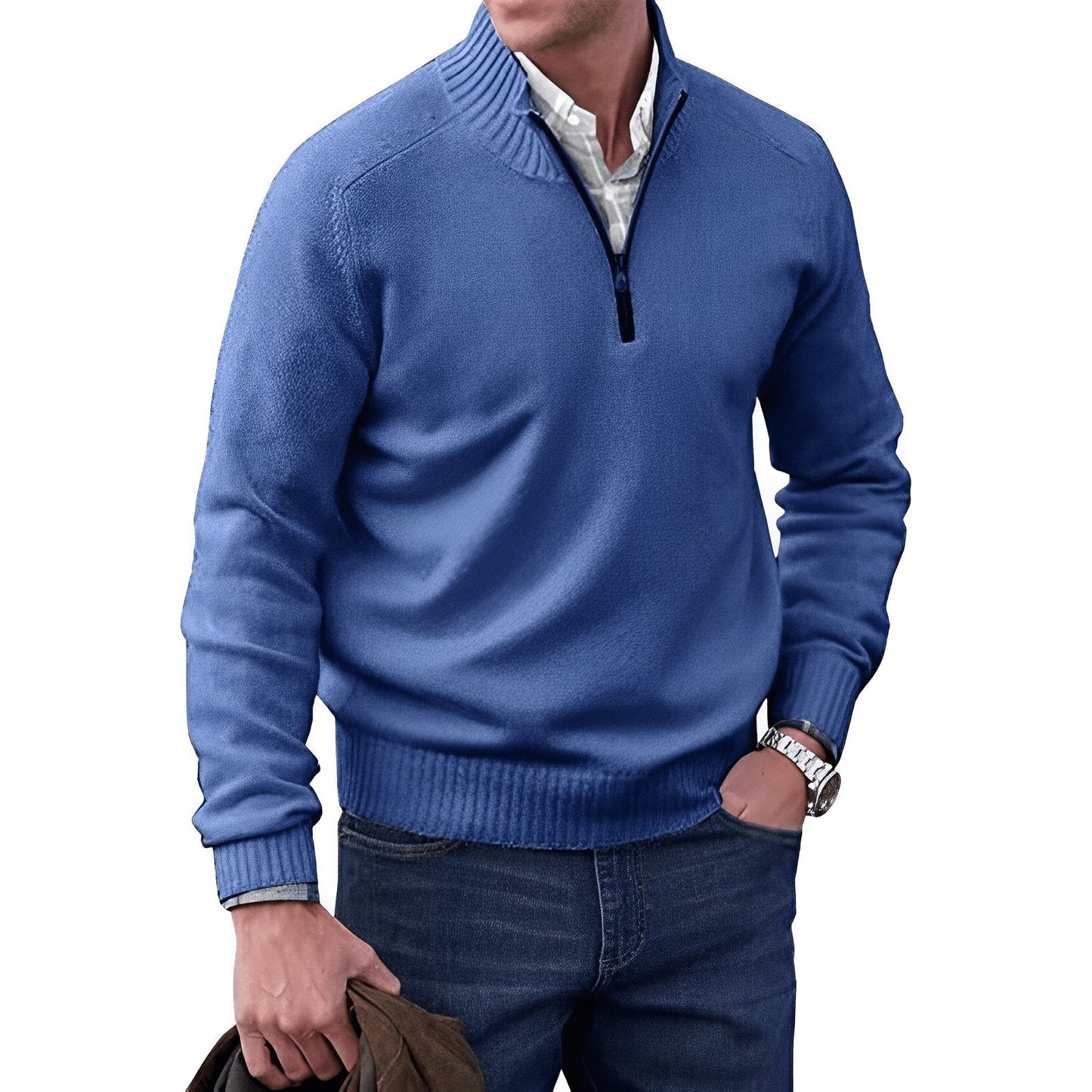Men's Quarter-Zip Knit Pullover Sweater Regular Fit Long Sleeve - Image 10