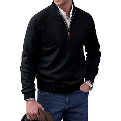 Men's Quarter-Zip Knit Pullover Sweater Regular Fit Long Sleeve - Image 3