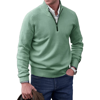 Men's Quarter-Zip Knit Pullover Sweater Regular Fit Long Sleeve - Image 4