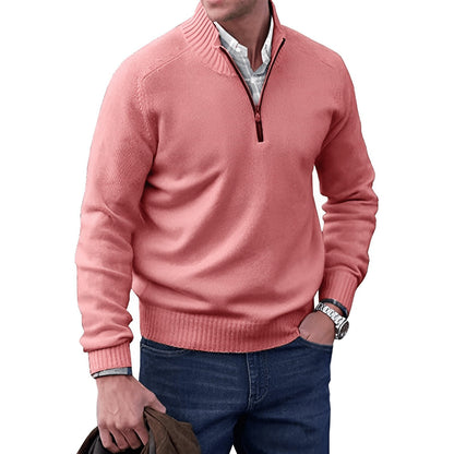 Men's Quarter-Zip Knit Pullover Sweater Regular Fit Long Sleeve - Image 5
