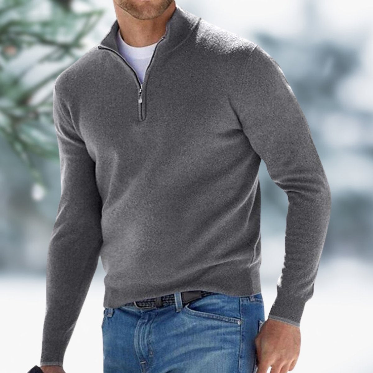 Men's Quarter-Zip Soft Knit Sweater Pullover - Image 2