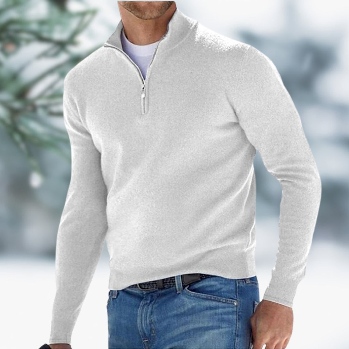 Men's Quarter-Zip Soft Knit Sweater Pullover - Image 3