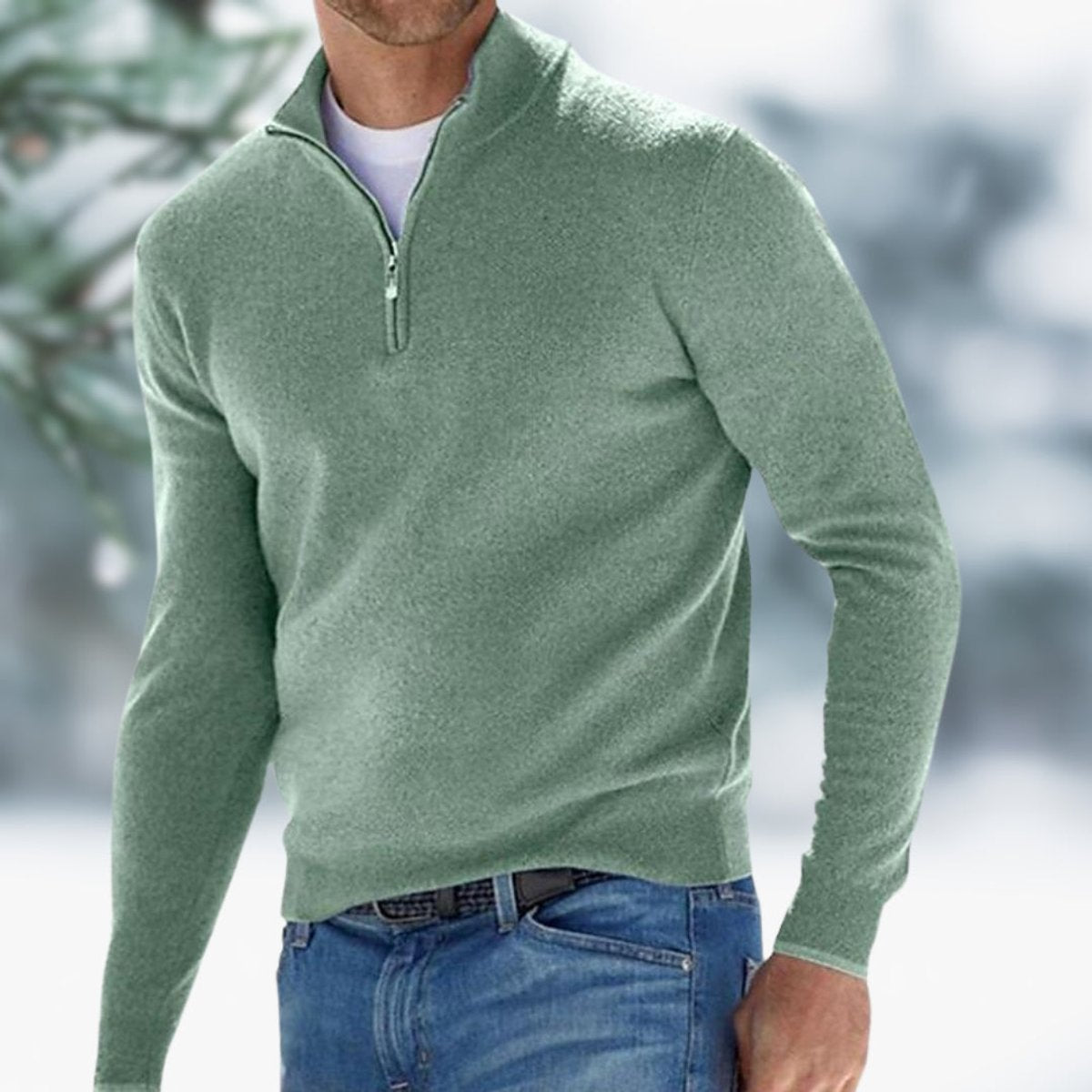 Men's Quarter-Zip Soft Knit Sweater Pullover - Image 7