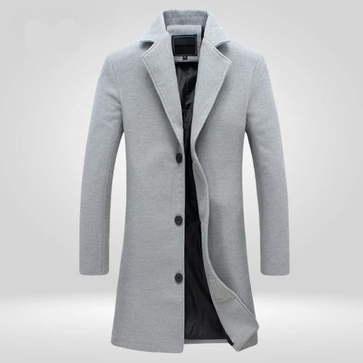 Men's Single-Breasted Wool Coat Long Notch Lapel Overcoat - Image 2