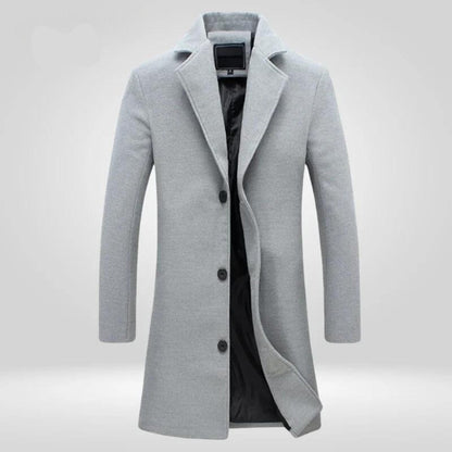Men's Single-Breasted Wool Coat Long Notch Lapel Overcoat - Image 2