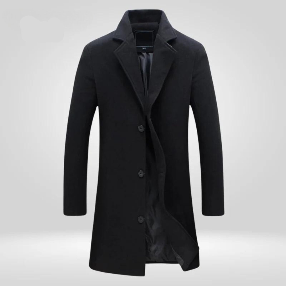 Men's Single-Breasted Wool Coat Long Notch Lapel Overcoat - Image 3