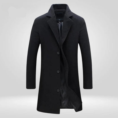 Men's Single-Breasted Wool Coat Long Notch Lapel Overcoat - Image 3