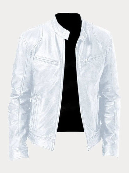 Men's Slim-Fit Moto Leather Mens Quilted Jacket Stand Collar - Image 17