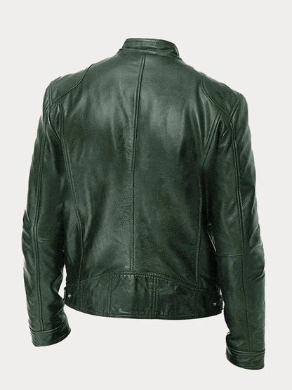 Men's Slim-Fit Moto Leather Mens Quilted Jacket Stand Collar - Image 9