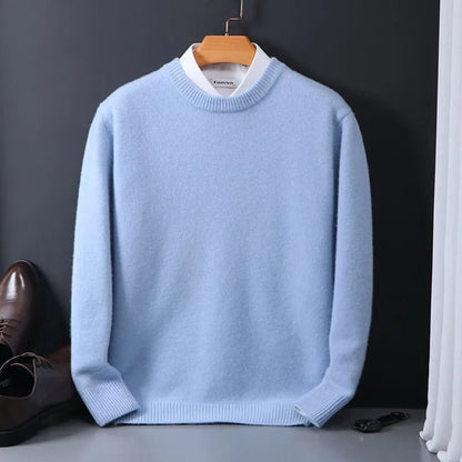 Men's Soft Mohair Crewneck Knit Sweater Pullover - Image 1