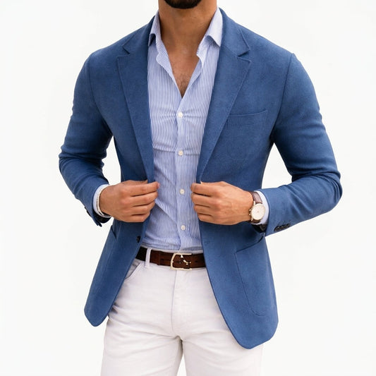 Men's Tailored Knit Blazer Mens Winter Coat Notch Lapel - Image 1