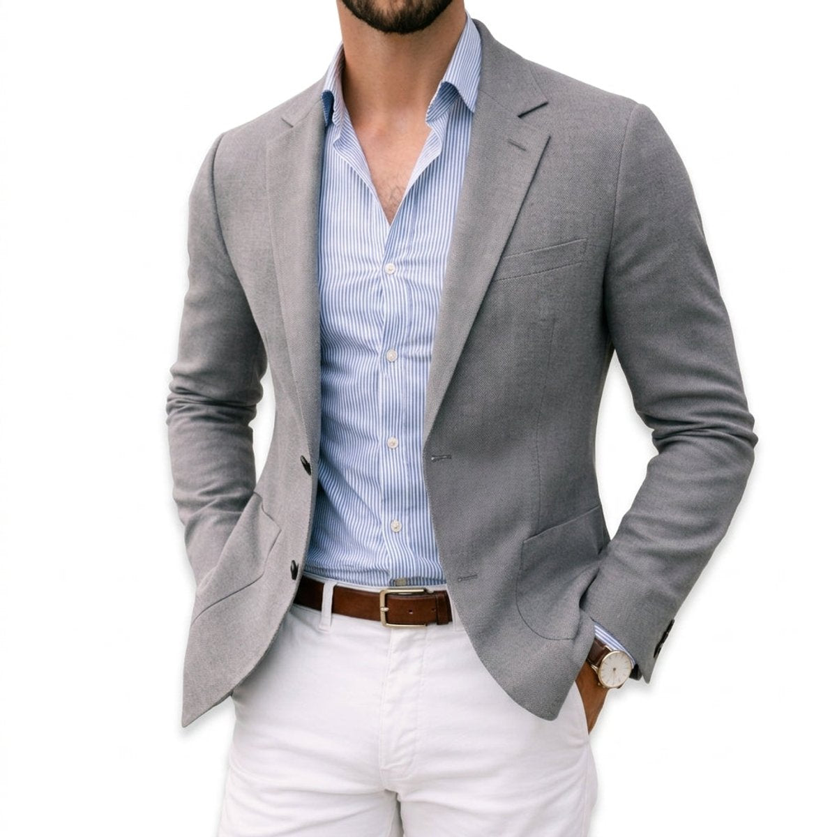 Men's Tailored Knit Blazer Mens Winter Coat Notch Lapel - Image 2