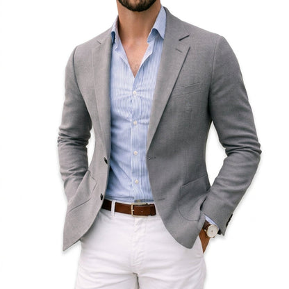 Men's Tailored Knit Blazer Mens Winter Coat Notch Lapel - Image 2