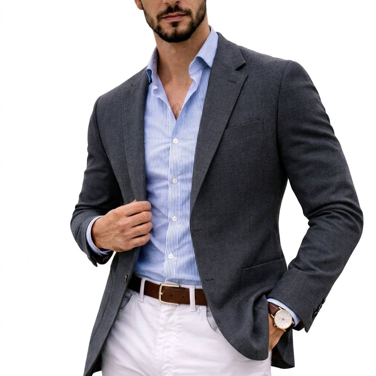 Men's Tailored Knit Blazer Mens Winter Coat Notch Lapel - Image 3